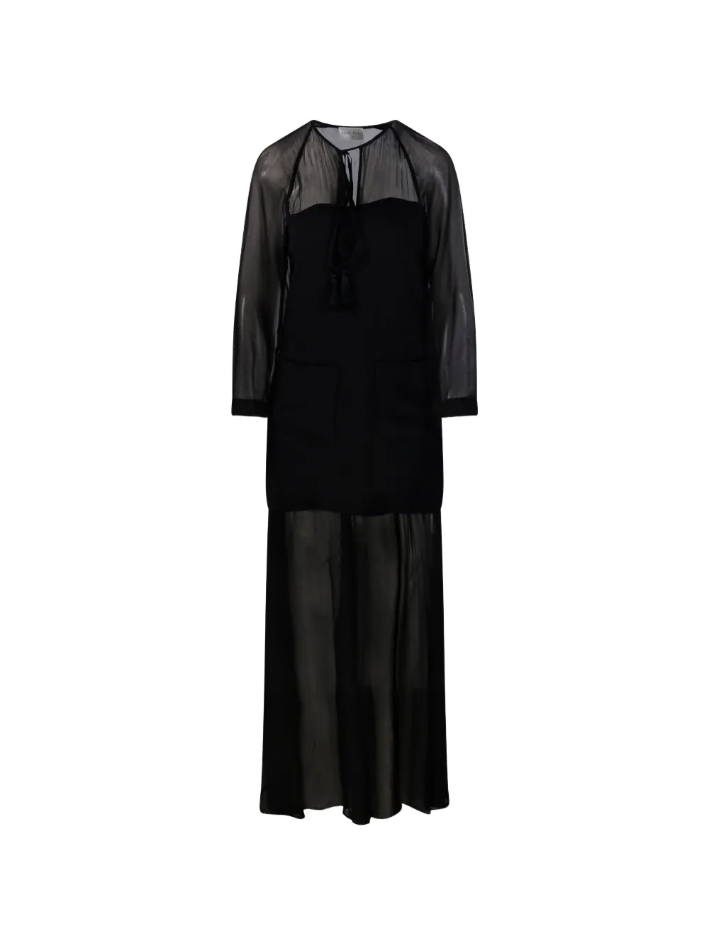 Forte Forte Georgette sheer-panelled tasselled maxi dress - Schwarz