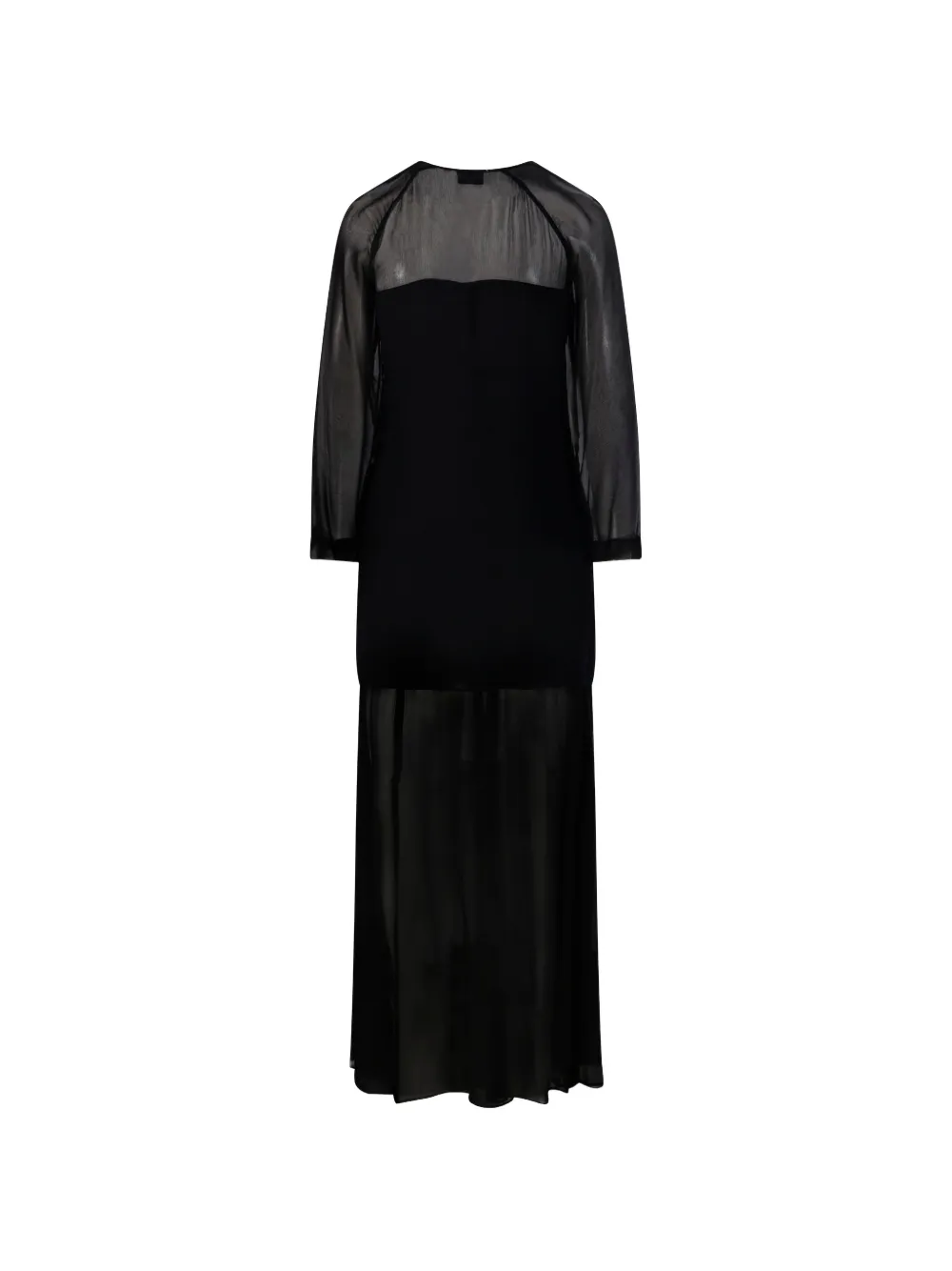 Forte Georgette sheer-panelled tasselled maxi dress Zwart