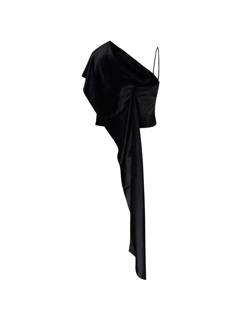 Forte Duchesse one-shoulder draped top Zwart