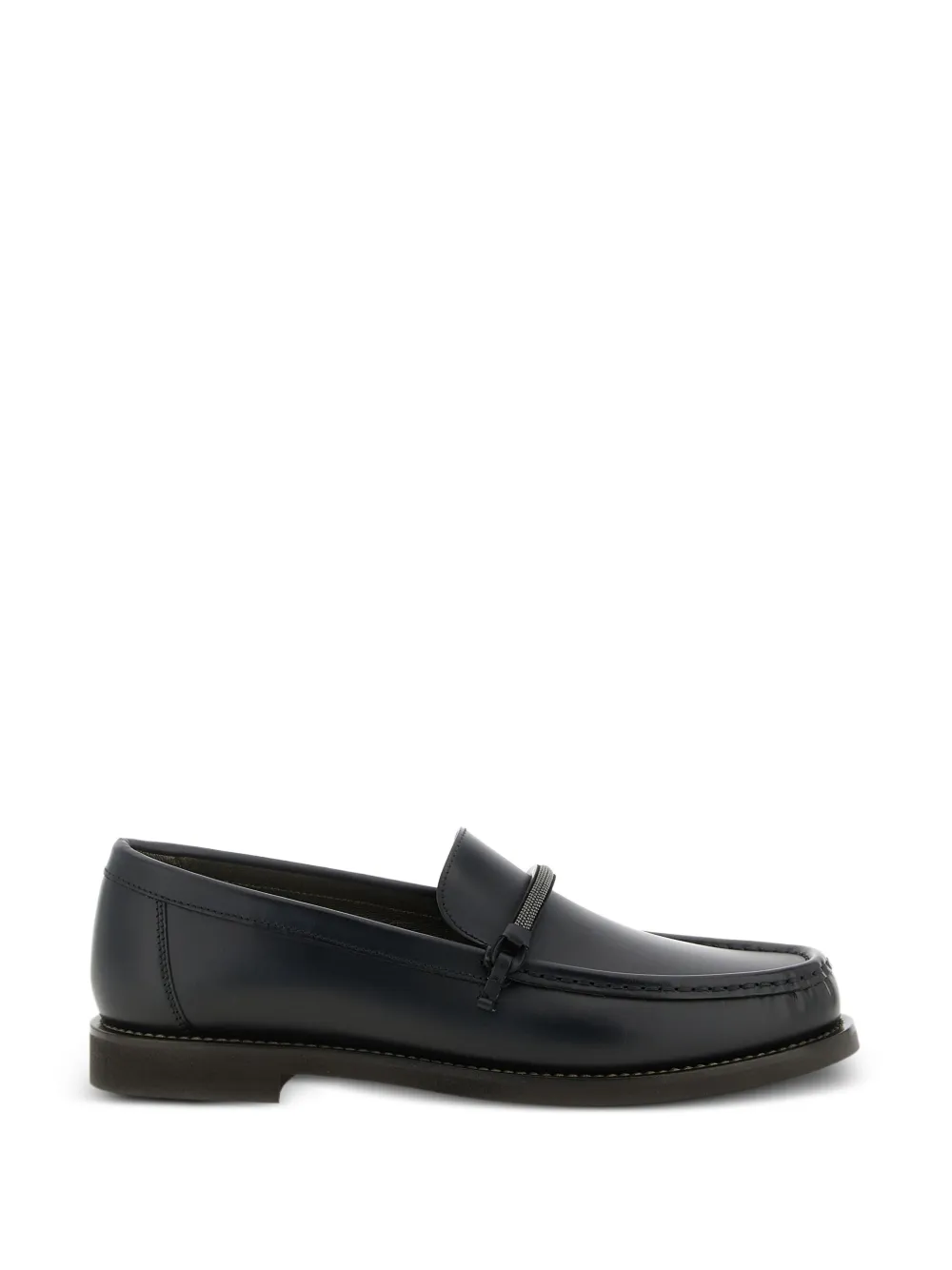 Brunello Cucinelli Mocassini in pelle con catena Monili - Blu