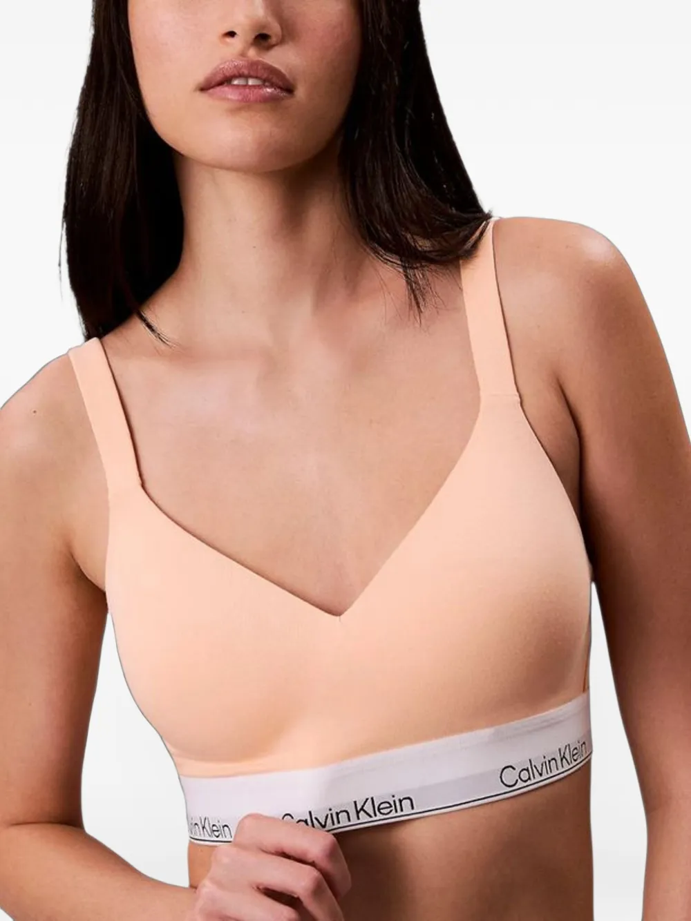 Calvin Klein Underwear logo-tape cotton bralette - Orange