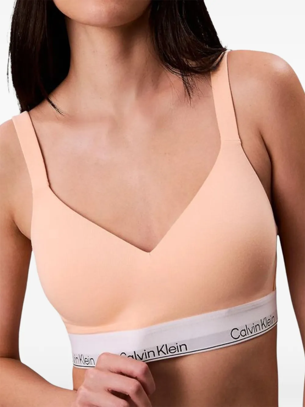 Calvin Klein Underwear logo-tape cotton bralette - Arancione