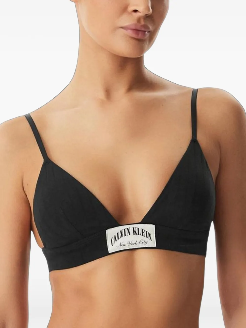 Calvin Klein Underwear ribbed logo-patch bralette - Nero