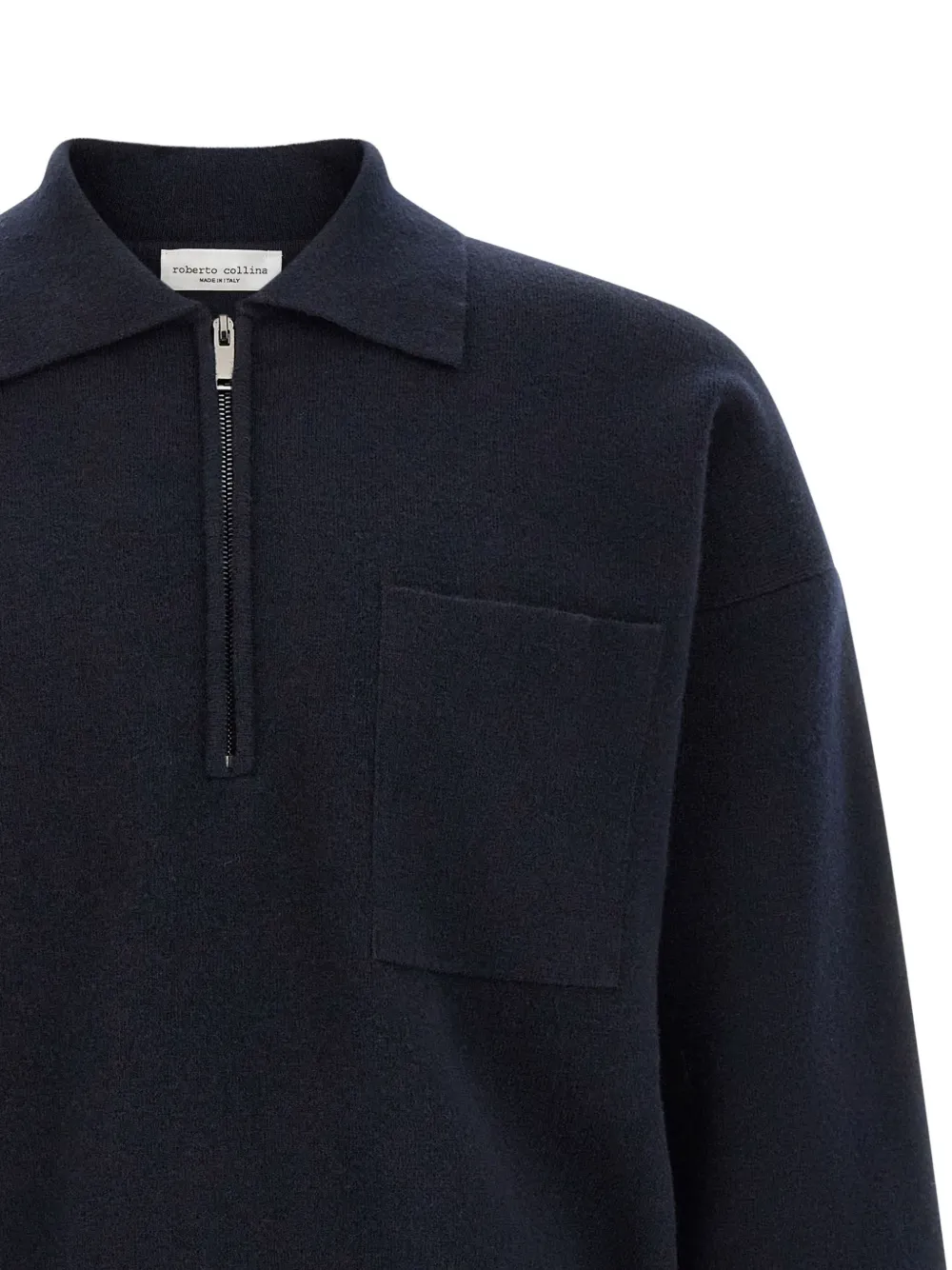 Roberto Collina Poloshirt van merinowol met rits Blauw