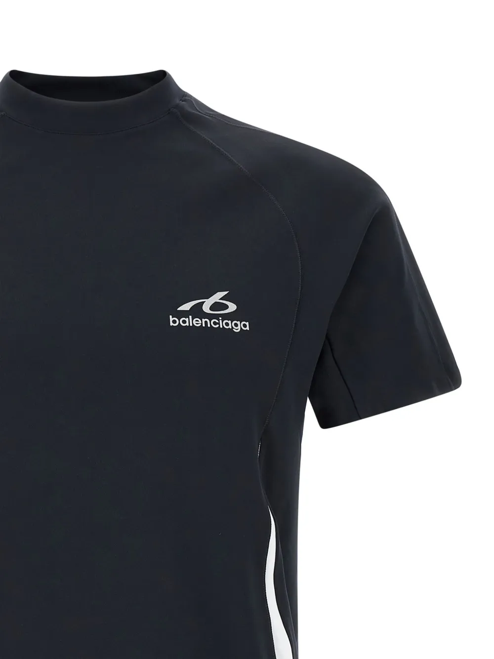 Balenciaga logo-print panelled T-shirt Blauw
