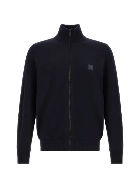 BOSS logo-patch zip-up cardigan