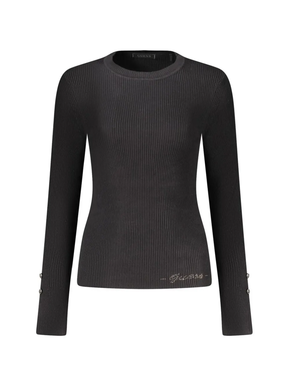GUESS USA ribbed-knit button-cuff sweater Zwart
