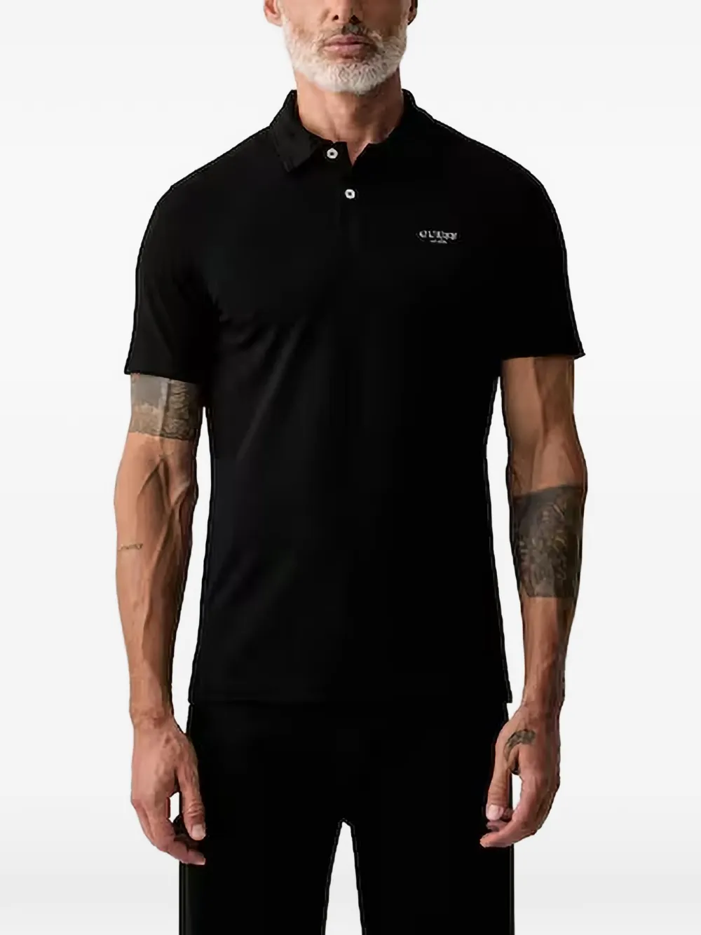 GUESS USA Black Cotton Men's Polo - Schwarz