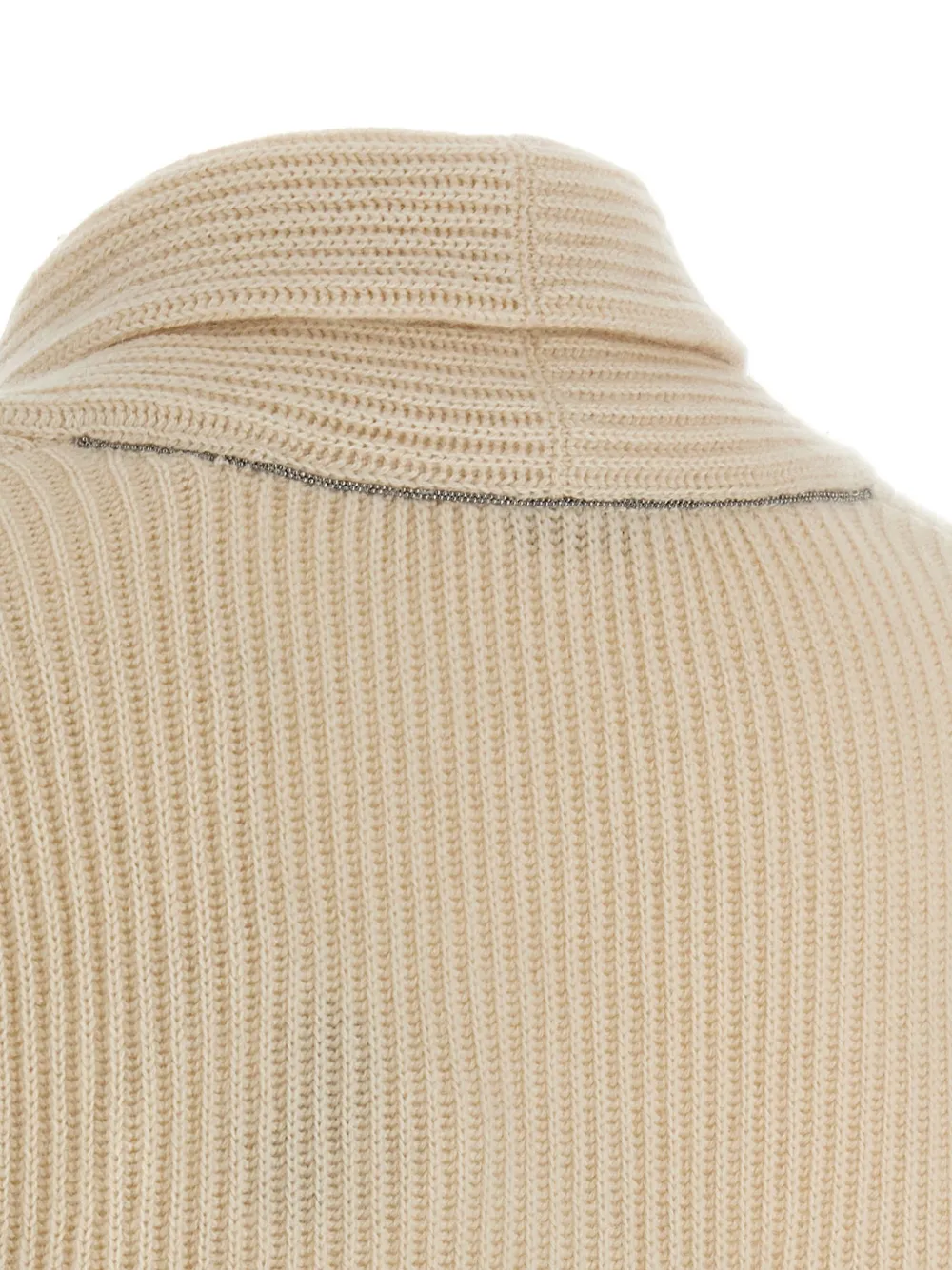 Brunello Cucinelli ribbed-knit shawl-collar sweater Geel