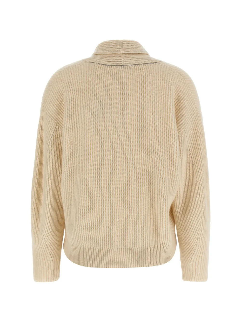 Brunello Cucinelli ribbed-knit shawl-collar sweater Geel