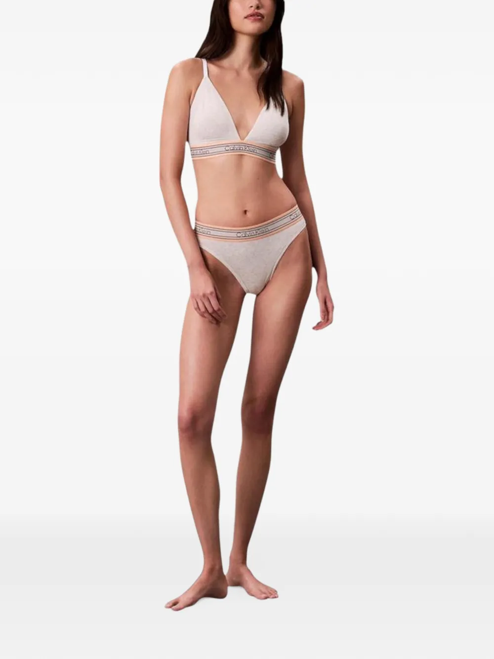 Calvin Klein Underwear logo-tape triangle bralette Grijs