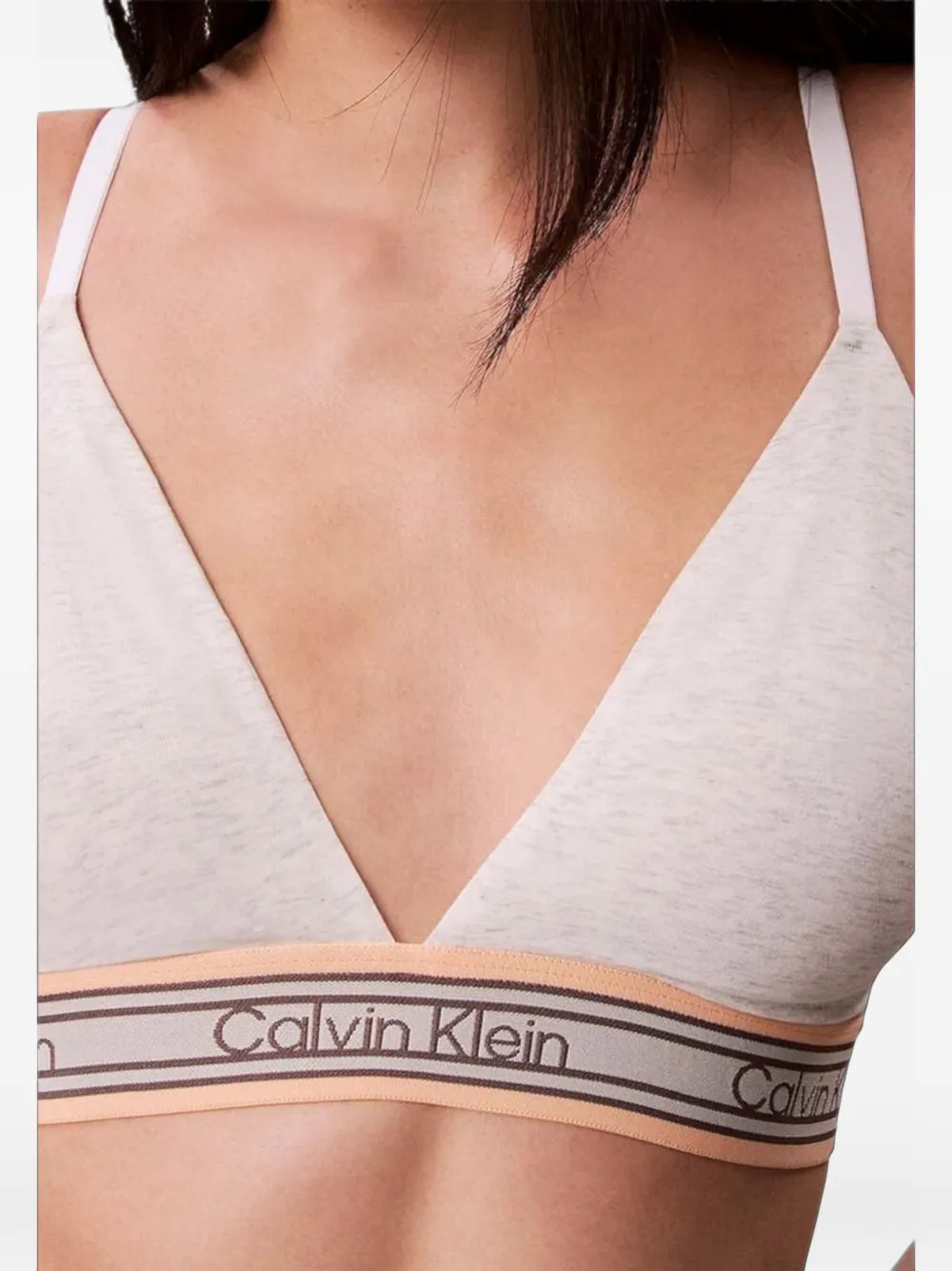 Calvin Klein Underwear logo-tape triangle bralette Grijs