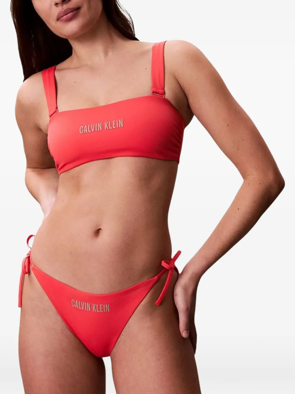 Calvin Klein Jeans logo-print side-tie bikini bottoms Roze