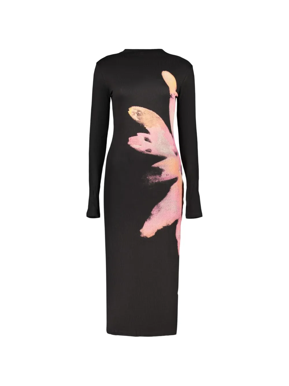 Desigual floral-print ribbed-knit dress - Schwarz