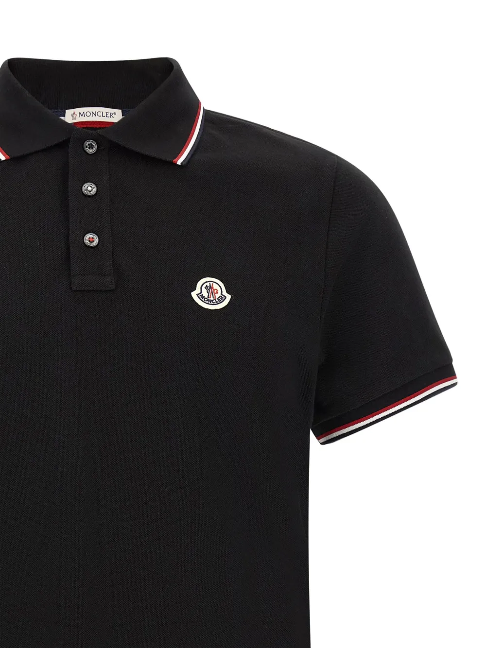 Moncler logo-patch tipped polo shirt Zwart
