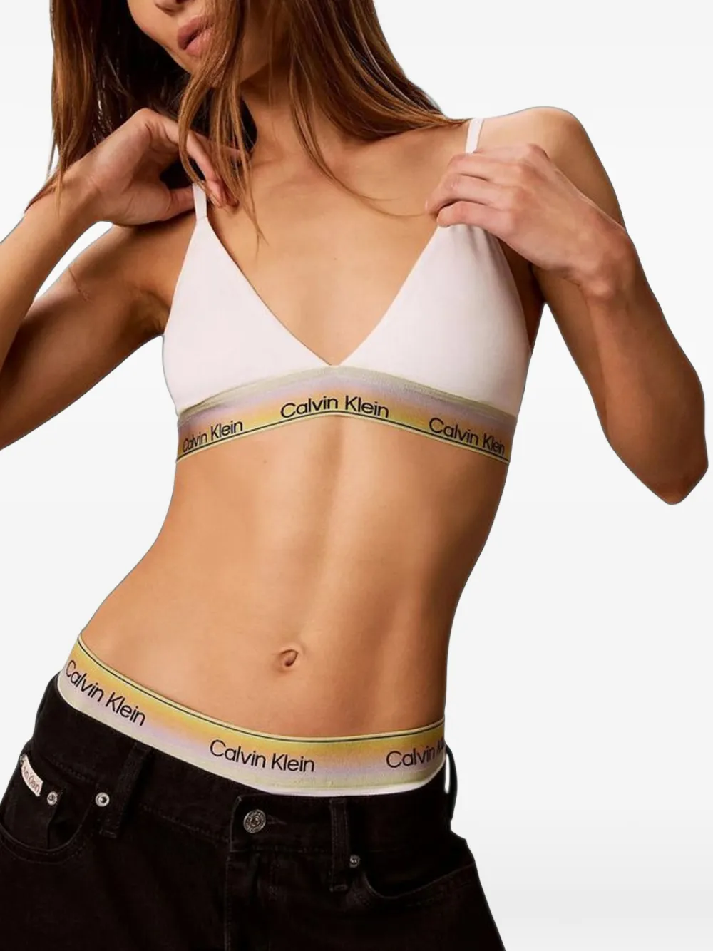 Calvin Klein Underwear logo-tape cotton bralette Wit