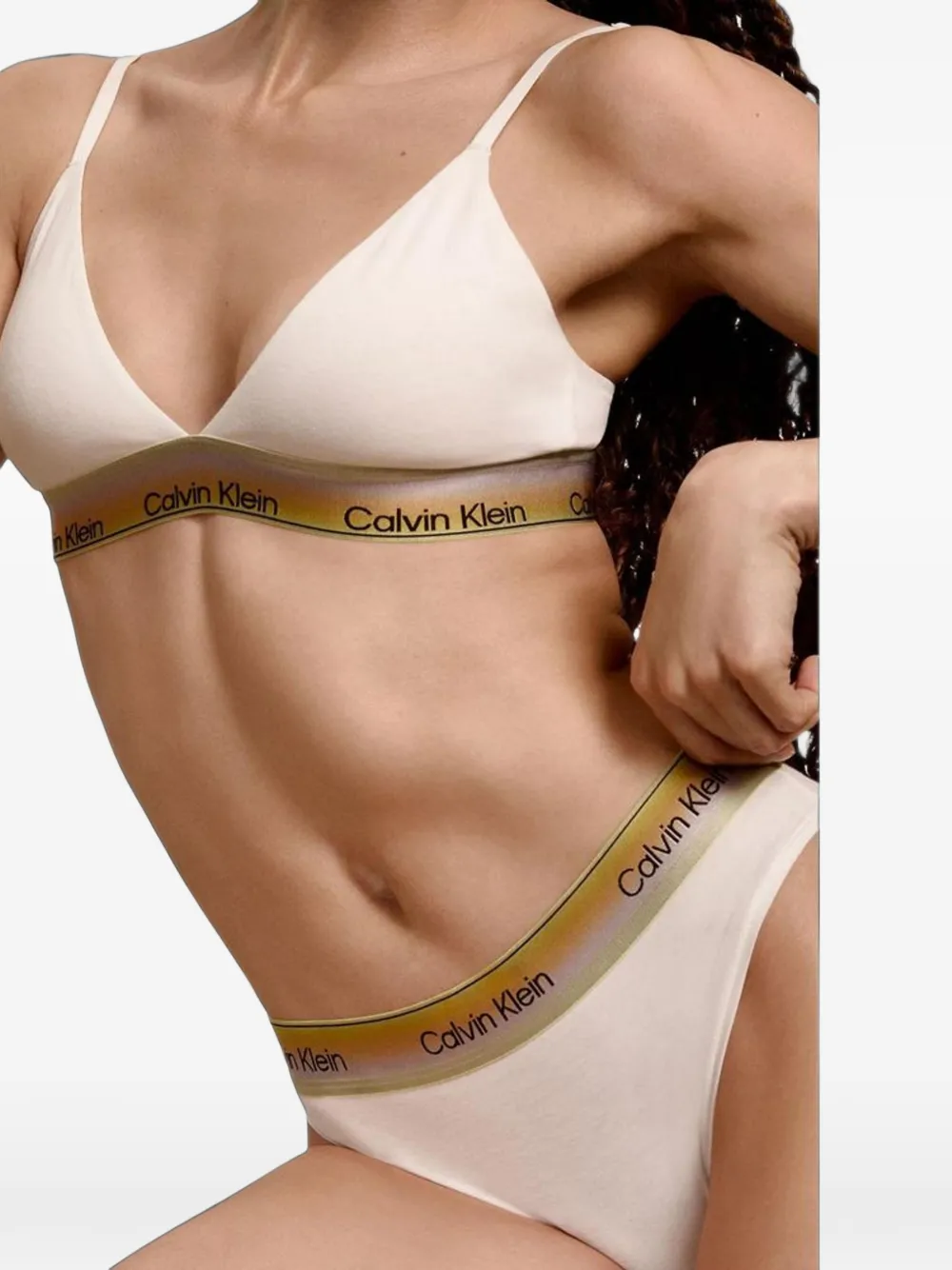 Calvin Klein Underwear logo-tape cotton bralette Wit