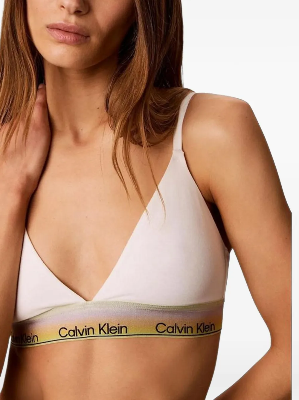 Calvin Klein Underwear logo-tape cotton bralette - Bianco