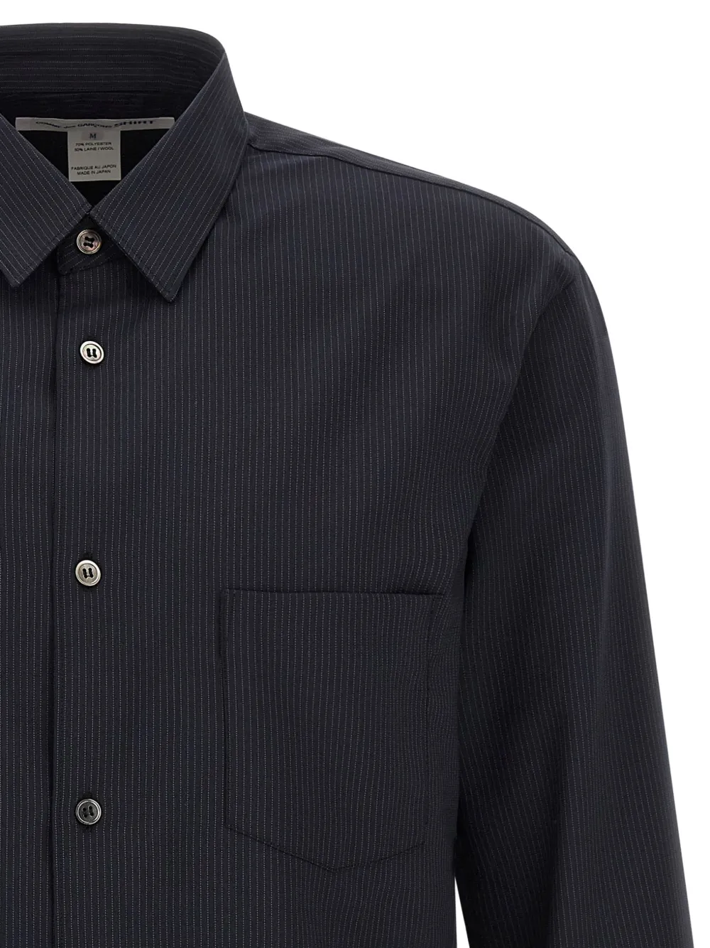 Comme Des Garçons pinstripe-pattern chest-pocket shirt Blauw
