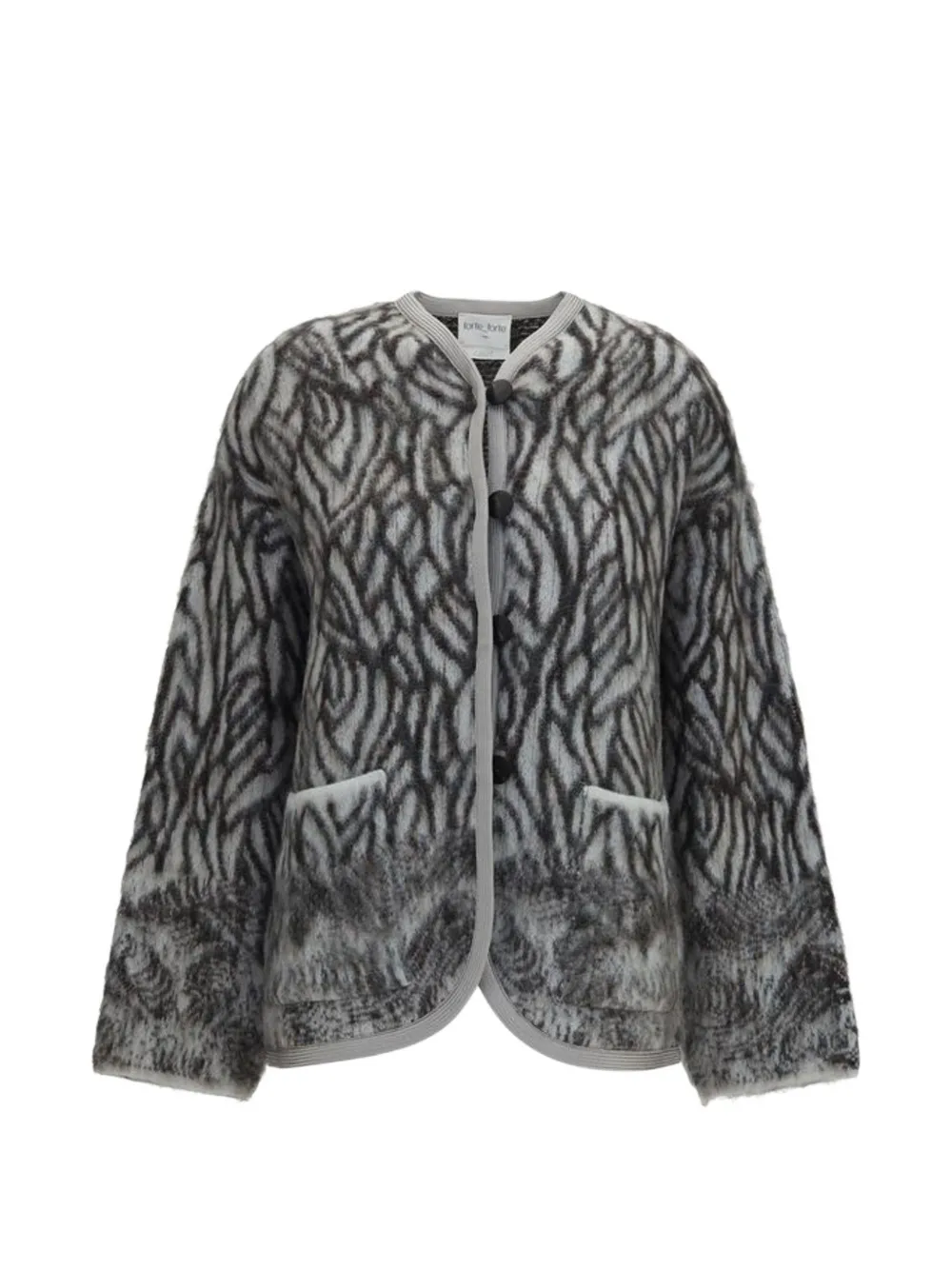 Forte Forte Plumes De Heron abstract-pattern alpaca cardigan - Grau