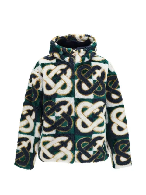 Casablanca green & navy check monogram fleece jacket