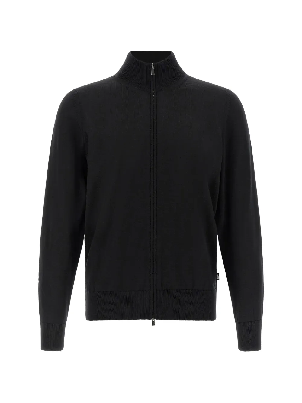 BOSS zip-up virgin wool cardigan - Black