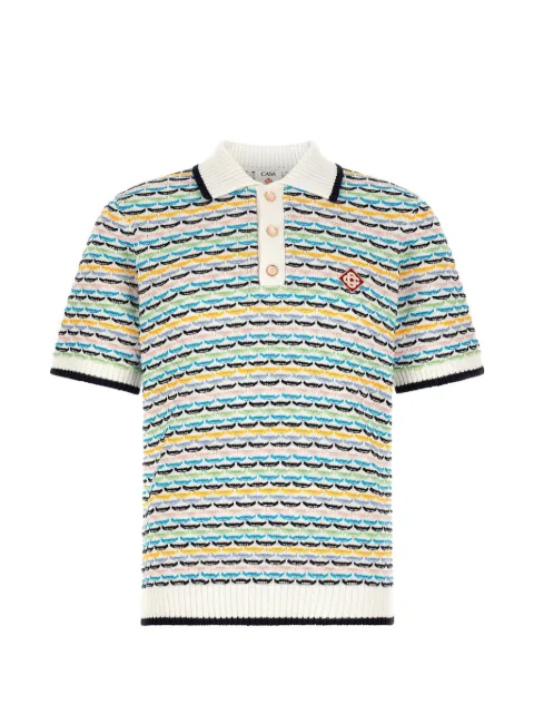 Casablanca crochet-knit logo-patch polo shirt