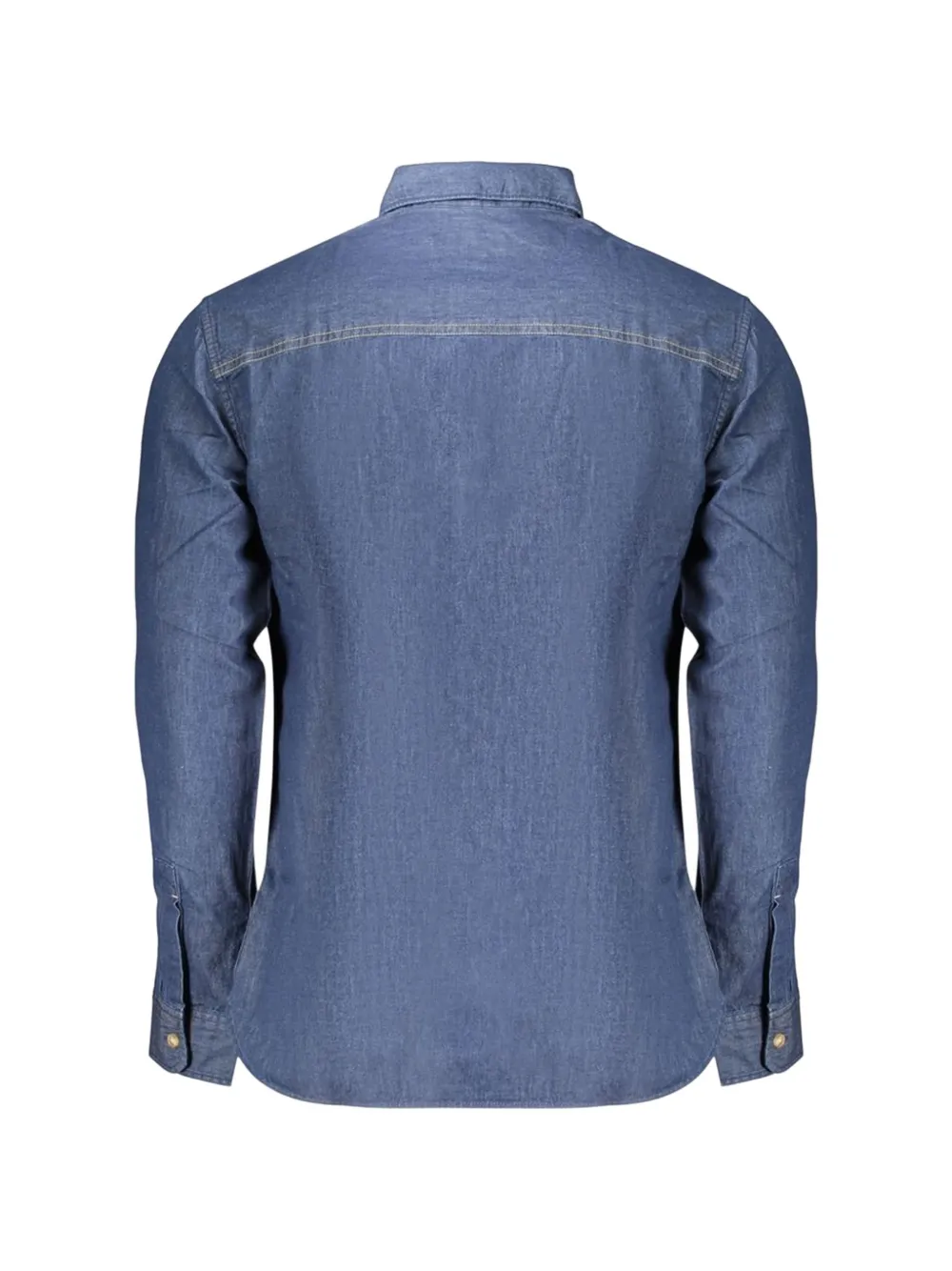 Pepe Jeans logo-embroidered denim shirt Blauw