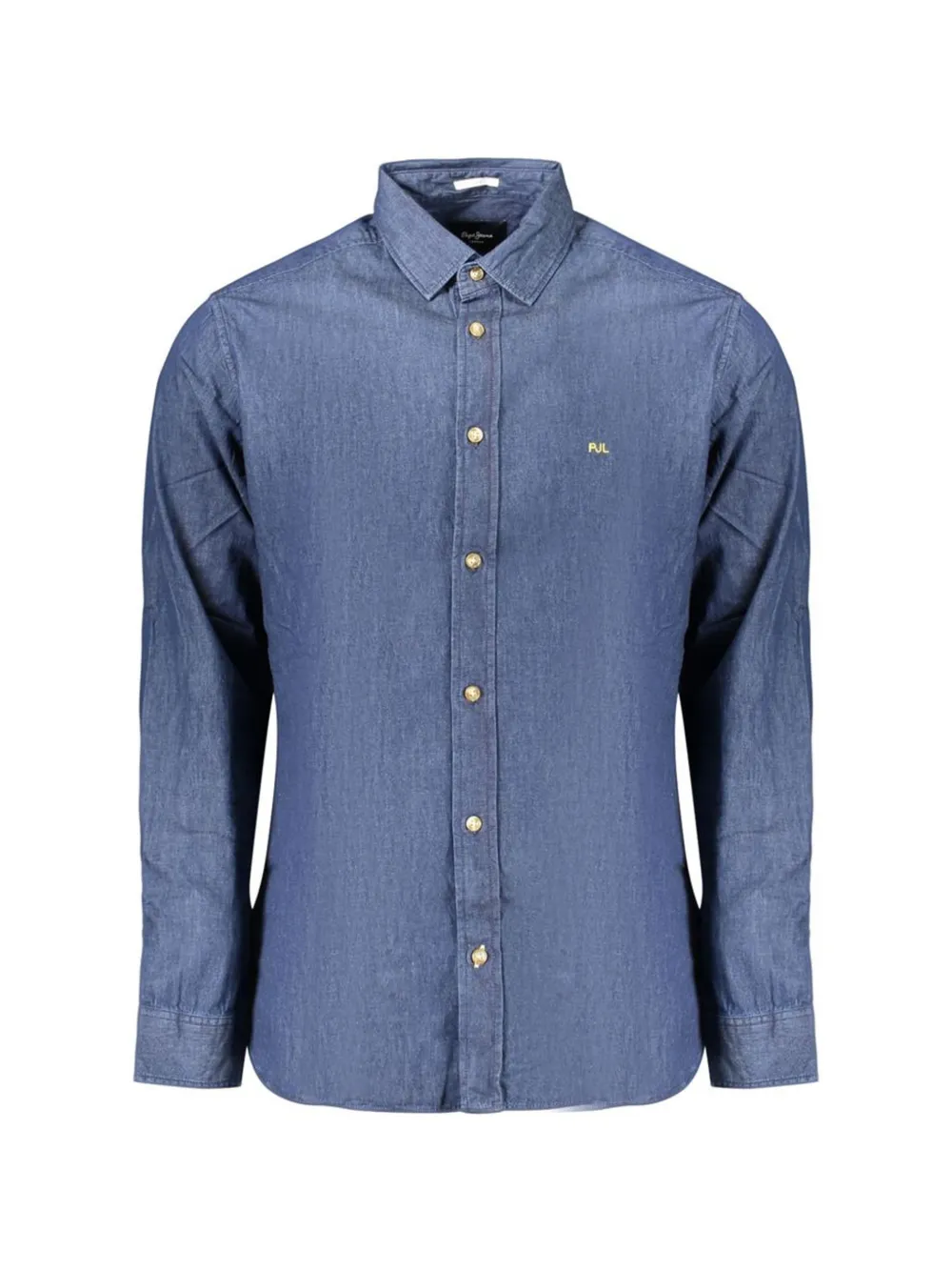 Pepe Jeans logo-embroidered denim shirt Blauw