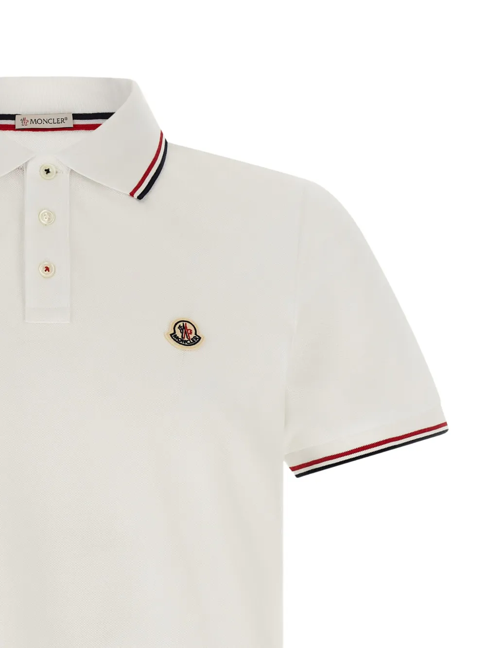 Moncler logo-patch tipped polo shirt Wit