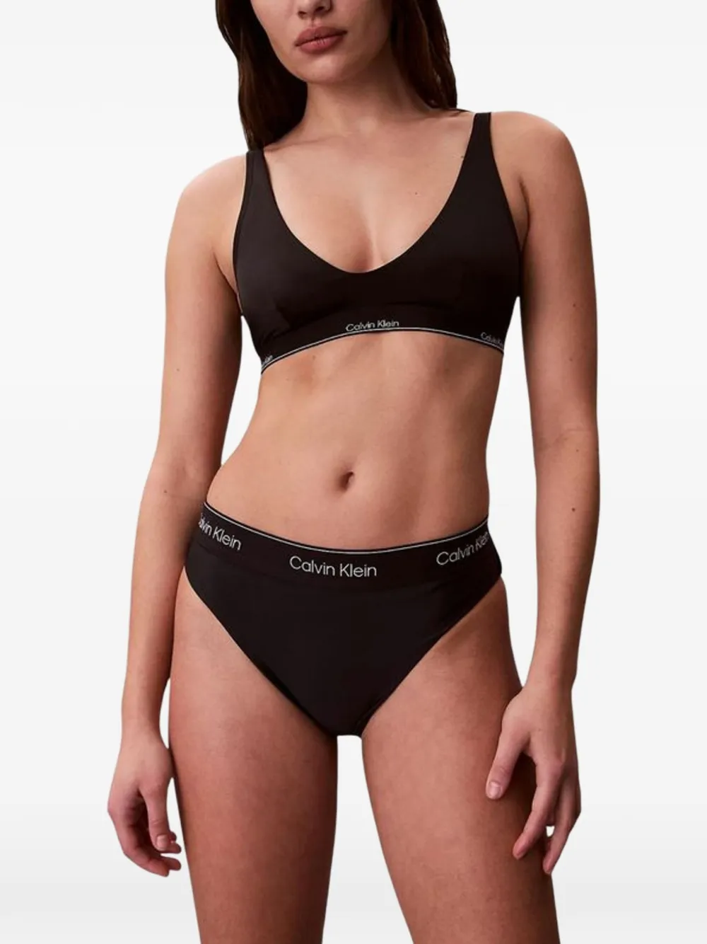 Calvin Klein Jeans logo-tape bikini top - Schwarz