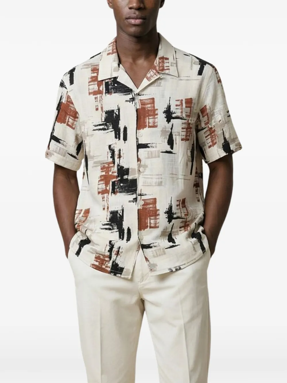 Antony Morato abstract-print short-sleeve shirt Beige