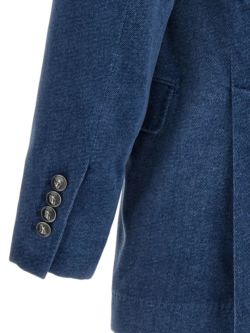 Brunello Cucinelli Katoenen blazer met puntige revers Blauw