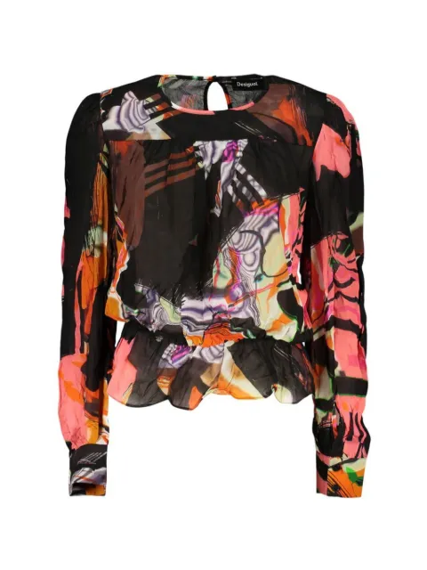 Desigual abstract-print peplum blouse