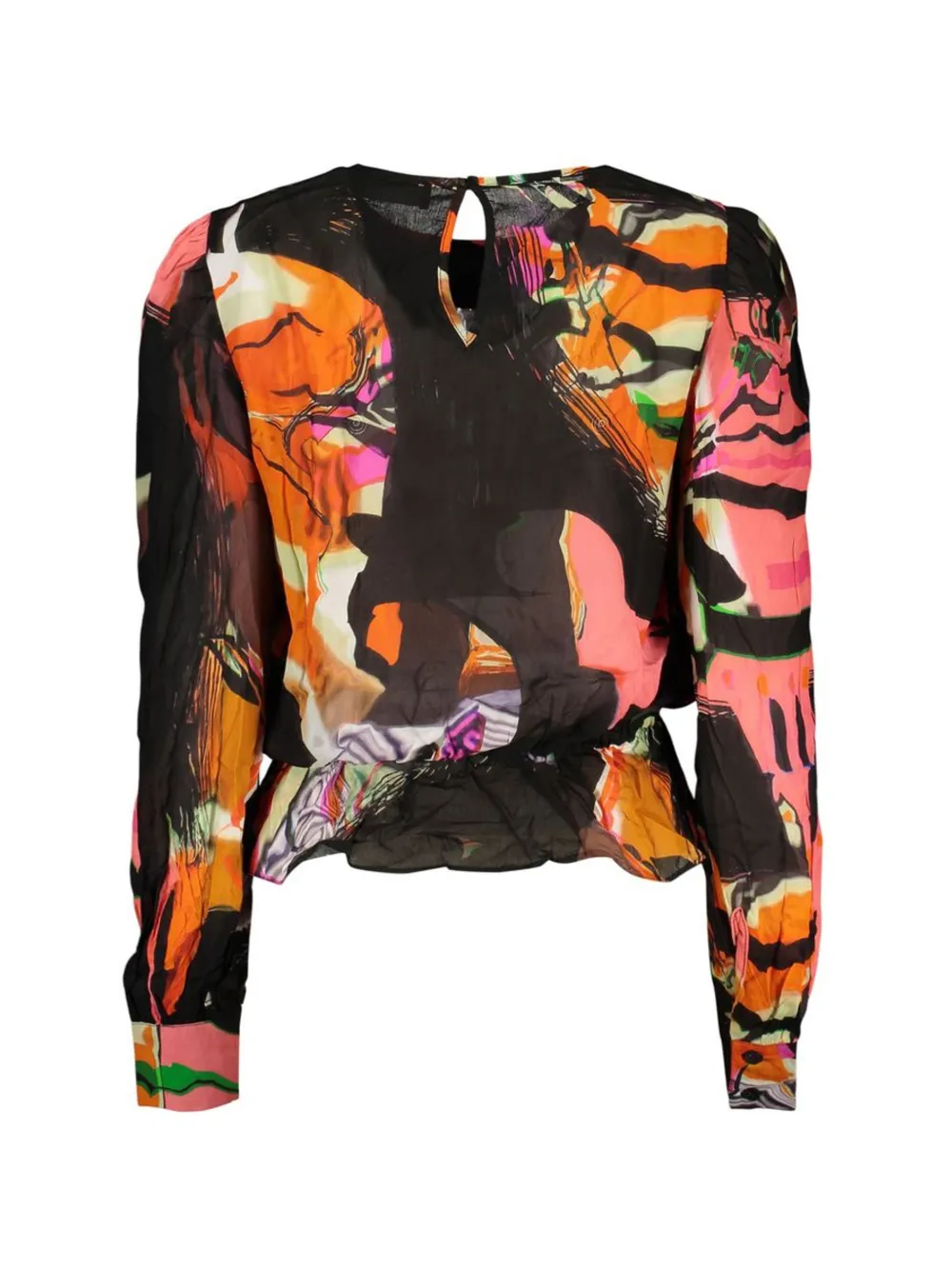 Desigual abstract-print peplum blouse Zwart