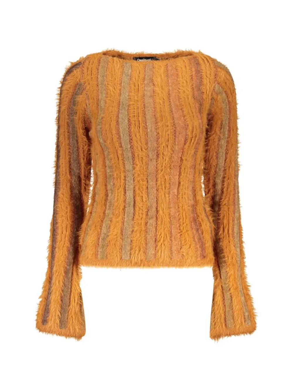 Desigual vertical-stripe faux-fur sweater Oranje