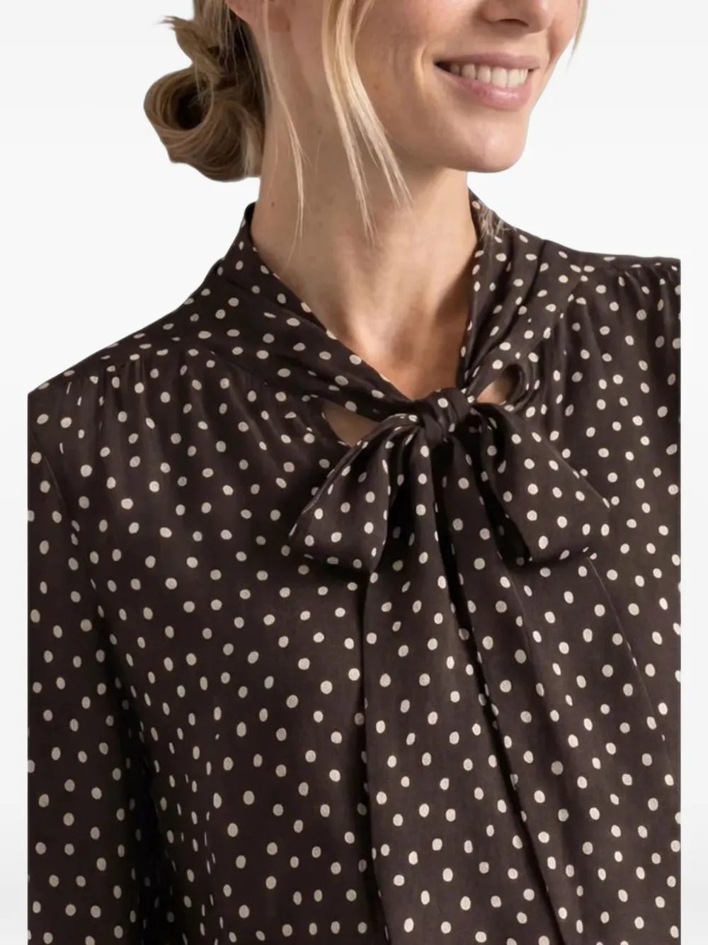 Street One polka-dot pussy-bow blouse Bruin