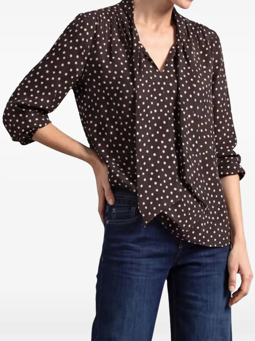 Street One polka-dot pussy-bow blouse Bruin