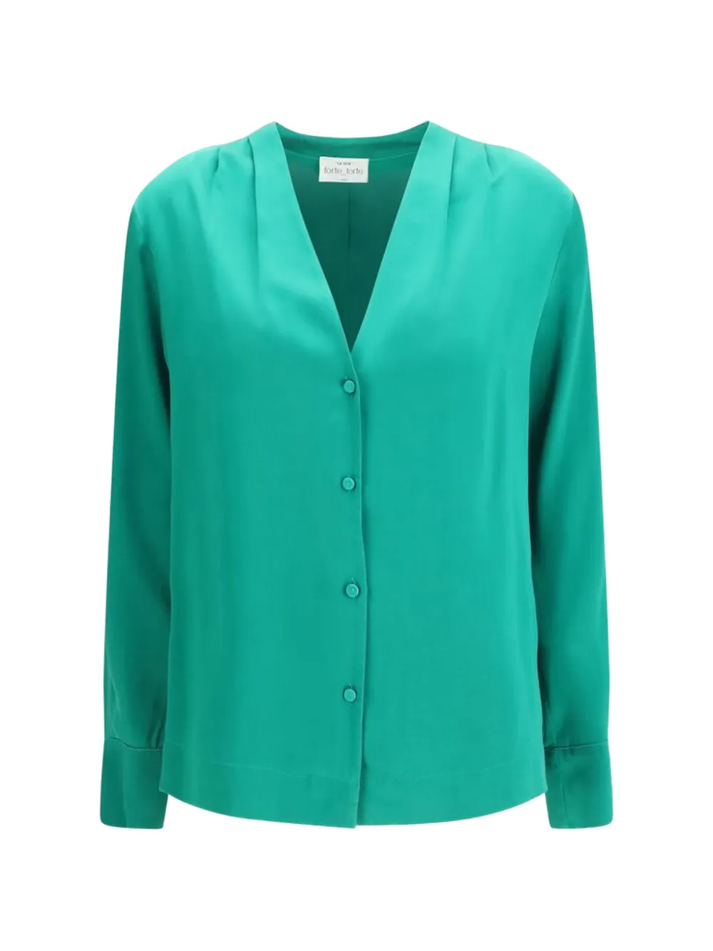 Forte V-neck silk shirt Groen