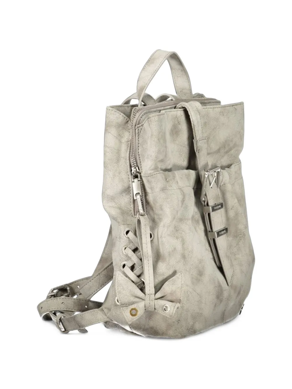 Desigual buckle-detail lace-up backpack Grijs