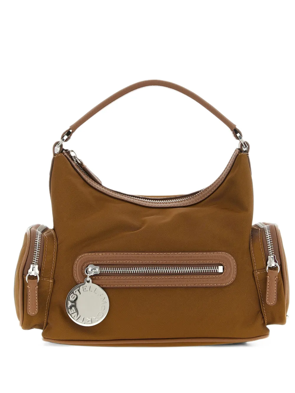 Stella McCartney Borsa a tracolla Dartmoor con ciondolo con logo e tasca con zip - Marrone