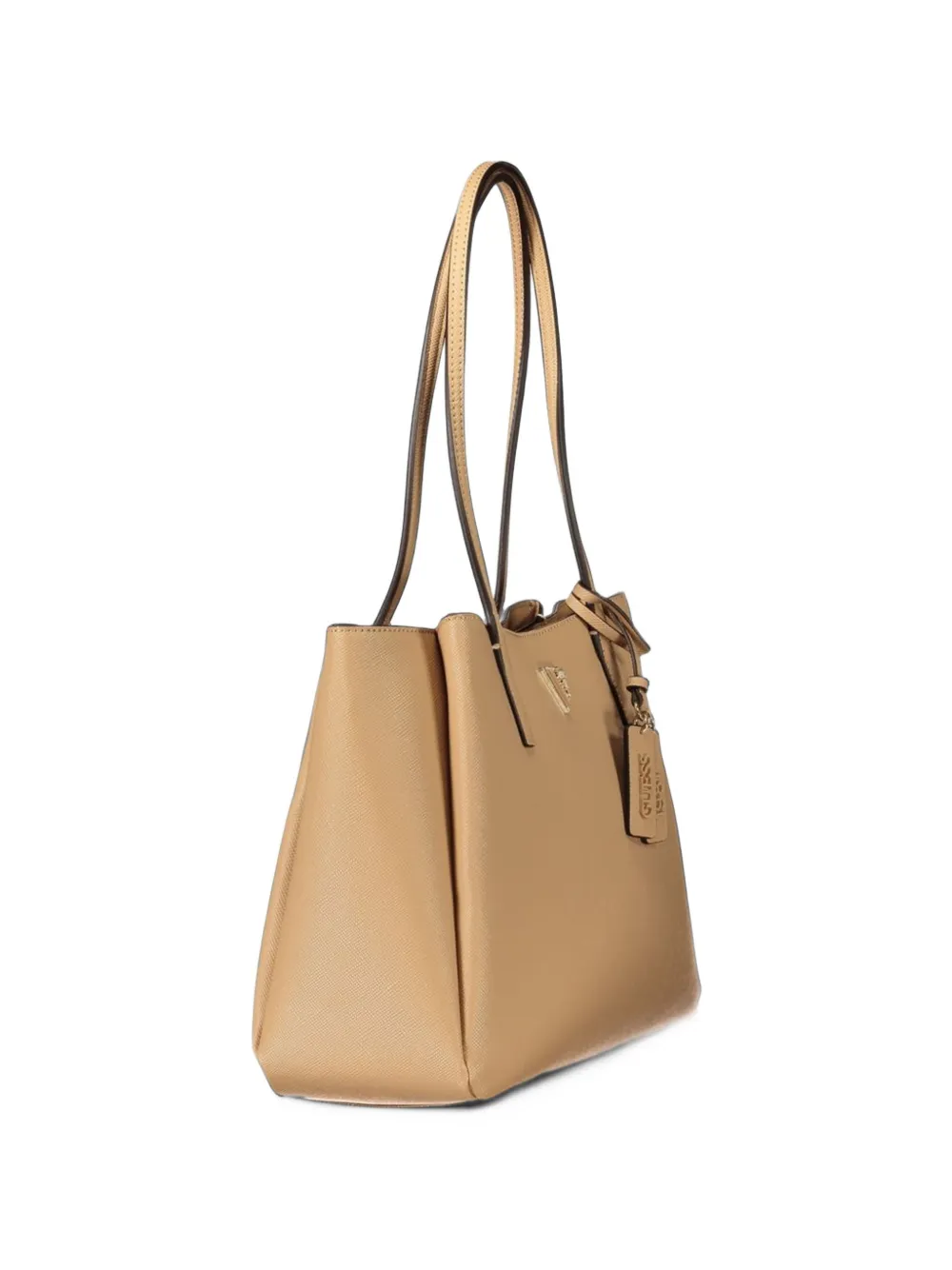 GUESS USA Noelle logo-plaque saffiano-effect tote bag Beige