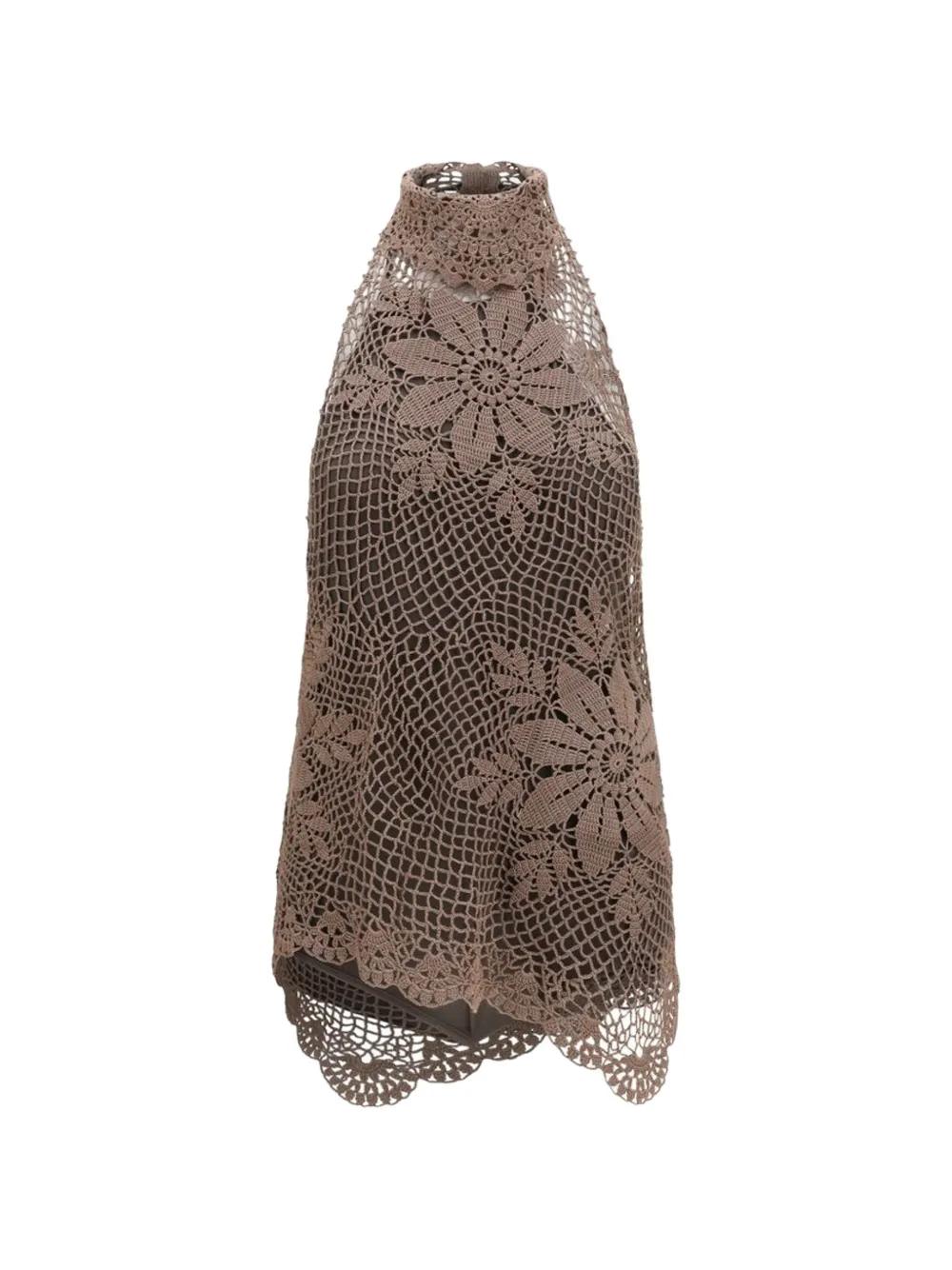 Magda Butrym crochet floral-appliqué top - Braun