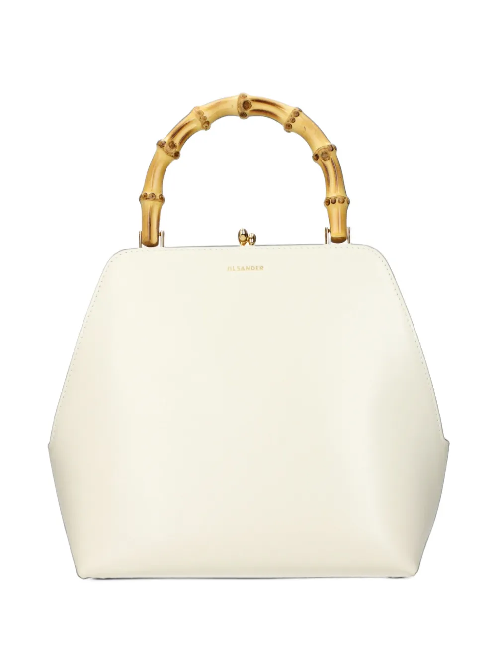 Jil Sander bamboo-handle leather tote bag Wit