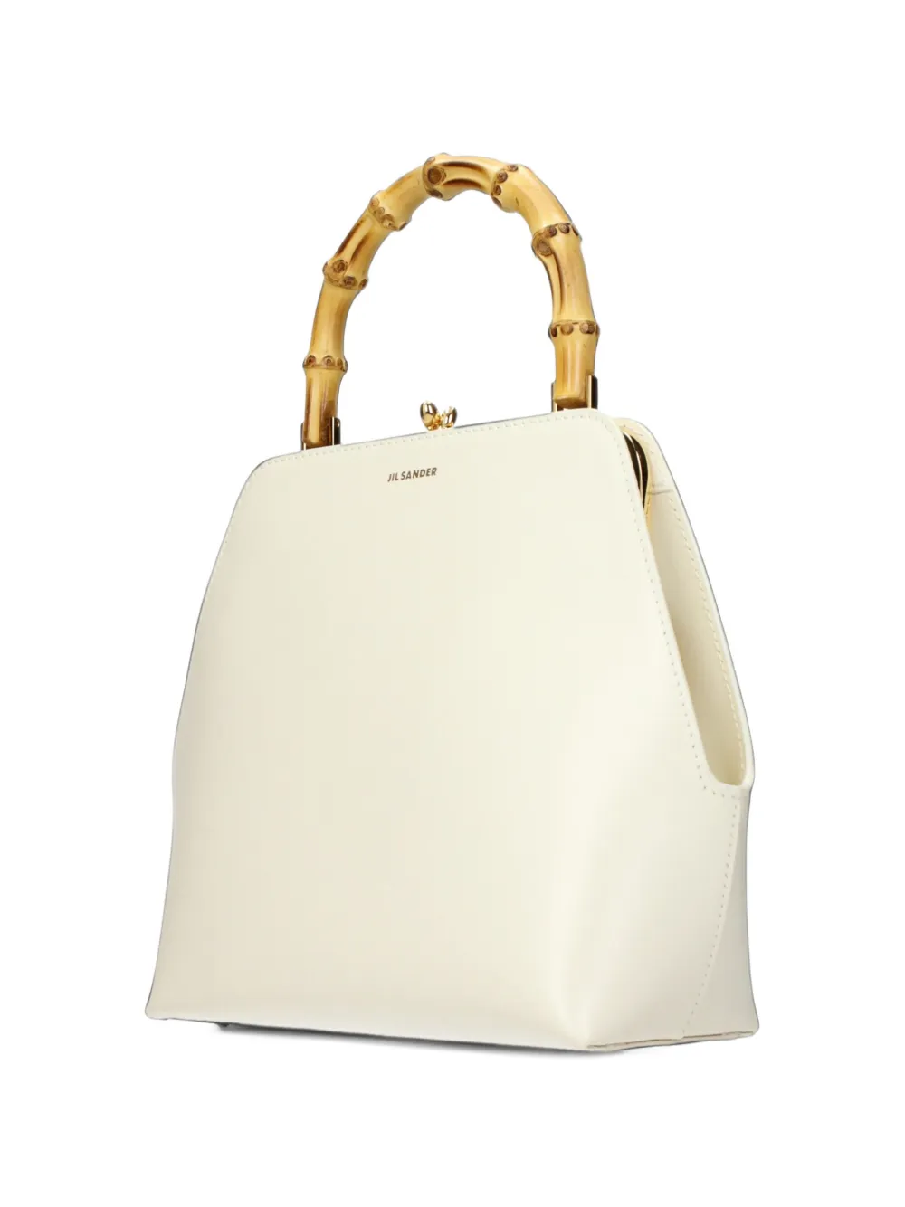 Jil Sander bamboo-handle leather tote bag Wit