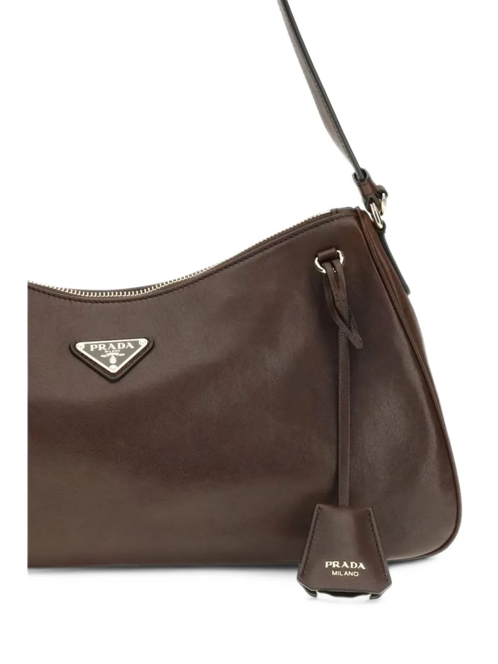 Prada large Aimée leather shoulder bag Bruin