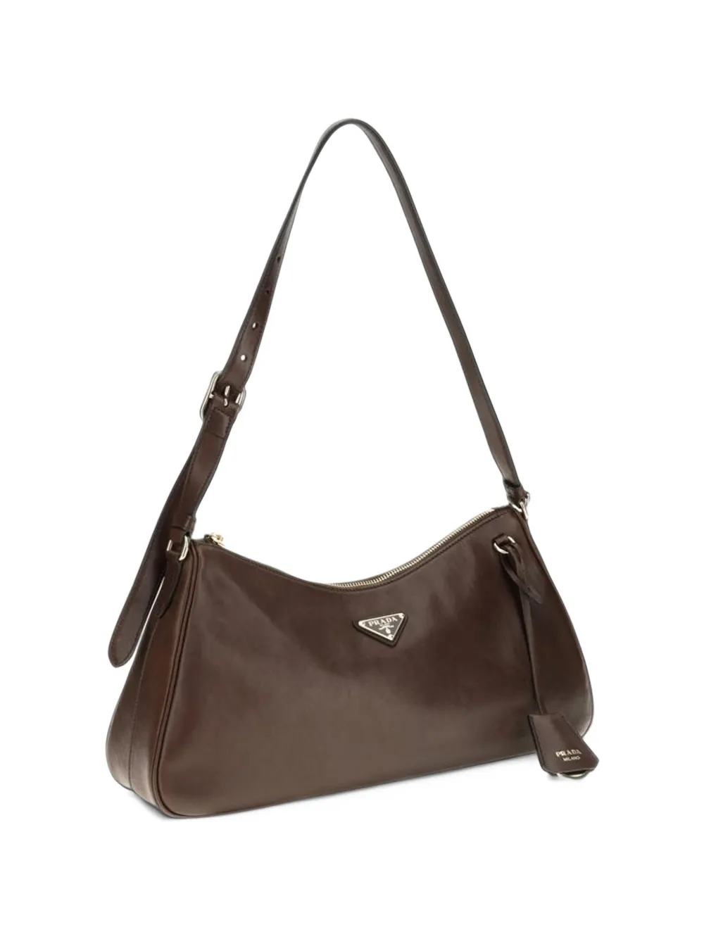 Prada large Aimée leather shoulder bag - Marrone