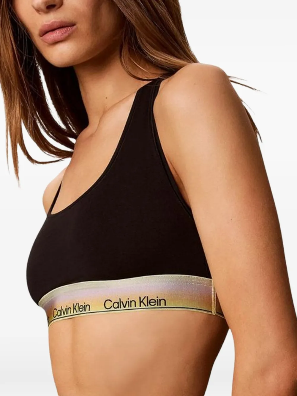 Calvin Klein Underwear Icon logo-tape racerback bra Zwart