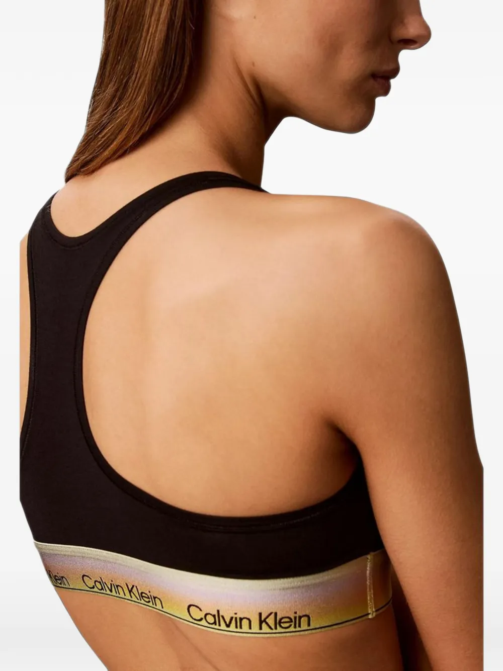 Calvin Klein Underwear Icon logo-tape racerback bra Zwart