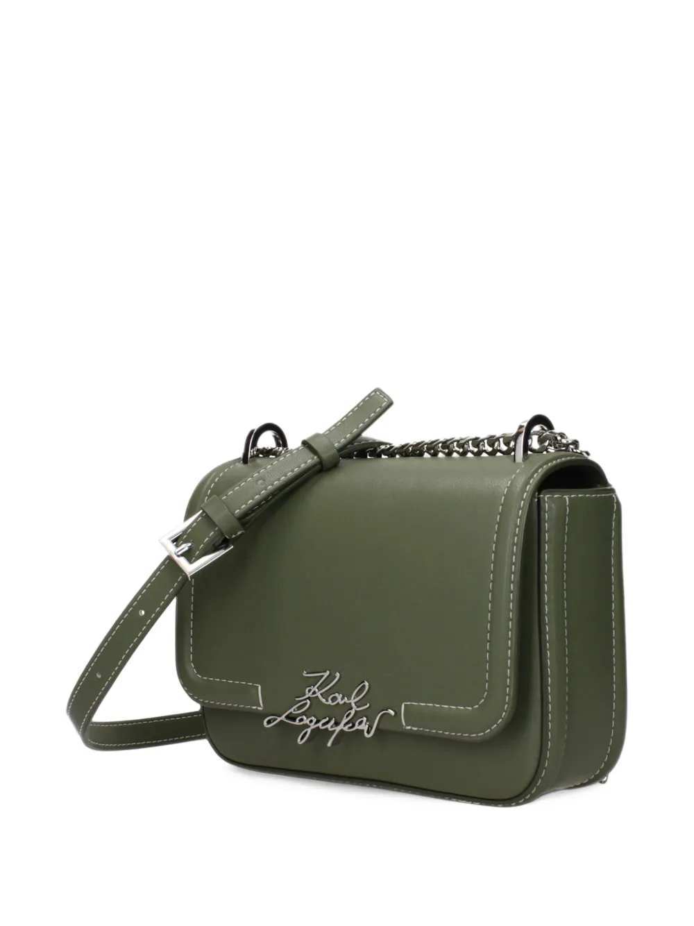 Karl Lagerfeld logo-plaque topstitched cross-body bag Groen